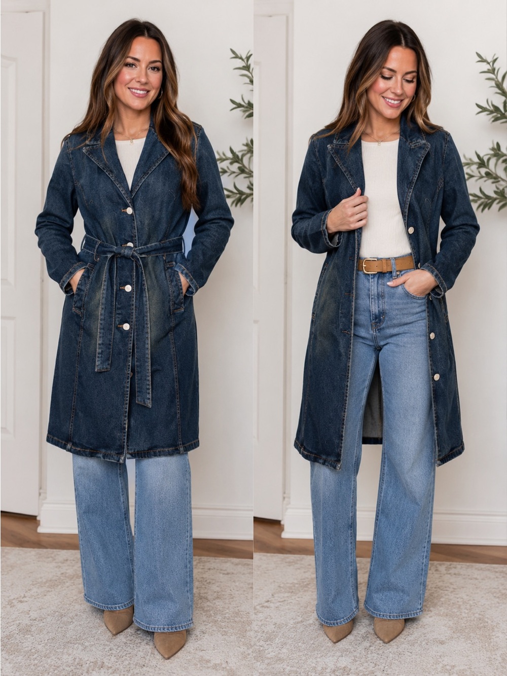 Mixit Blue Distressed Belted Denim Jacket